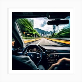 Vehicle View Transportation Drive Car Auto Mirror Vision Driver Street Landscape Traffic (4) Art Print