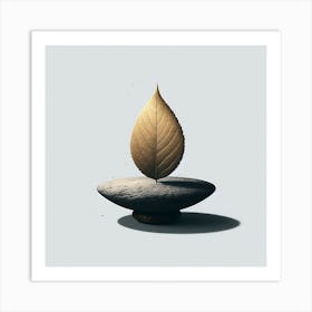 Leaf On A Rock Art Print