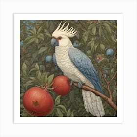 Cockatoo And Pomegranate Blue Walter Crane Art Print 1 Art Print