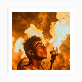 Man With Fire Torches Art Print