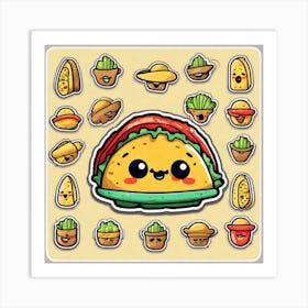 Taco Stickers Art Print