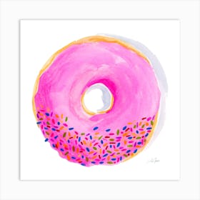 Pink Donut Square Art Print