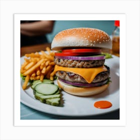 Hamburger On A Plate 1 Art Print