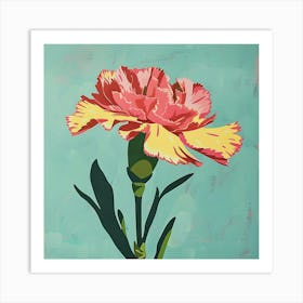 Carnation 1 Square Flower Illustration Art Print