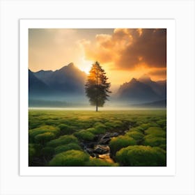 Lone Tree In A Field Art Print