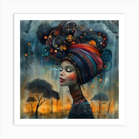 African Woman In A Turban Art Print