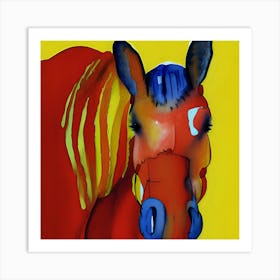 Abstract Horse In Red, Blue And Yellow Art Print