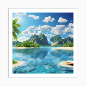 Tropical Island With Palm Trees Art Print