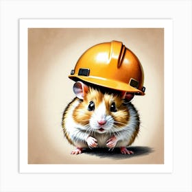 Hamster In Hard Hat 1 Art Print