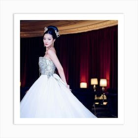 Asian Elegance Personified As A Lady Poised In High End Attire High Fashion Venue Ambient Lighting (6) Art Print