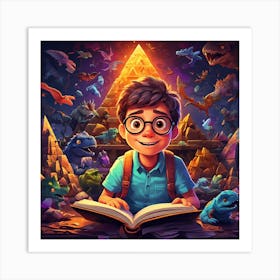 Boy Reading A Book Art Print