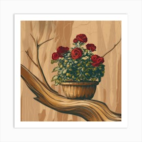 Roses In A Basket Art Print