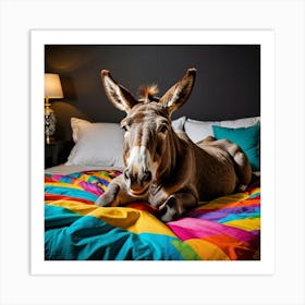 Donkey On Bed Art Print