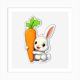 Bunny Holding Carrot Art Print