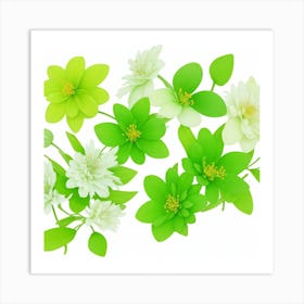 Green Flowers Art Print