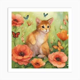 Cat In The Garden Art Print