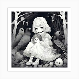 Anime Girl In The Forest 3 Art Print