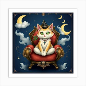 Flux Schnell A Whimsical Illustration Of The Cat Fool A Mystic 3 Art Print