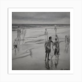 Children At The Beach Art Print