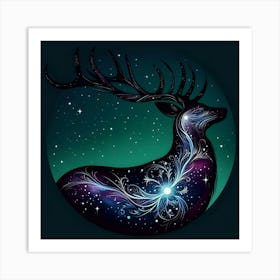 Deer In The Night Sky Art Print