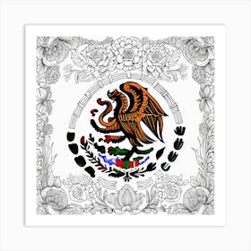 Mexico Flag Coloring Page Art Print