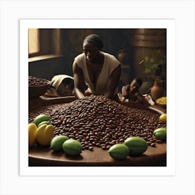 Woman Sorting Beans Art Print