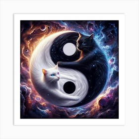 Yin Yang Cats 12 Art Print