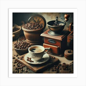 Coffee And Coffee Beans 2 Art Print