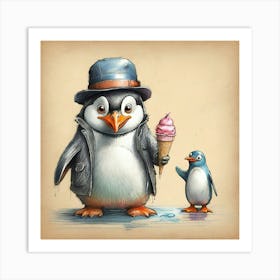 Ice Cream Penguins Art Print