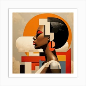 Abstract Bauhaus Ethiopian Woman 03 Art Print