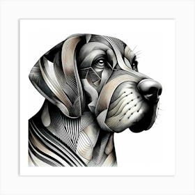 Hunting Dog Head - Abstract Line Art Illustration 29 Art Print