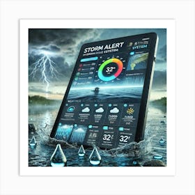 A High Tech Smart Tablet Showcasing The Storm Aler Art Print