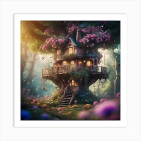 Mystical Tree House Art Print