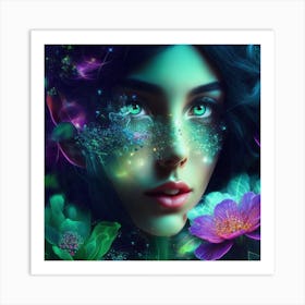 Fairy Girl With Flowers Art Print