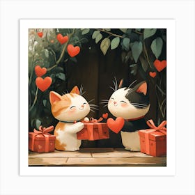 Charming Cats Exchange Heart 5 Art Print