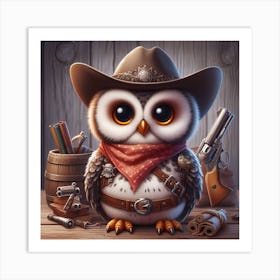 Cowboy Owl 3 Art Print