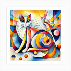 Abstract Cat Painting 8 Art Print