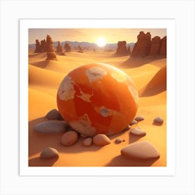 Earth Ball In The Desert Art Print