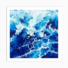 Blue Water Splash 1 Art Print