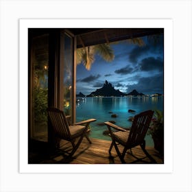 Bora Bora At Night Art Print