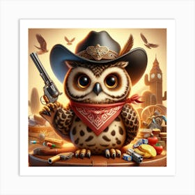 Cowboy Owl 6 Art Print