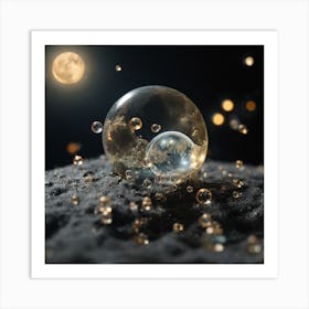 Water Bubbles In The Moonlight Art Print