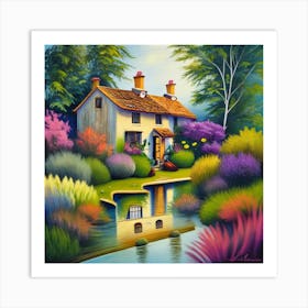 House By The Pond Art Print