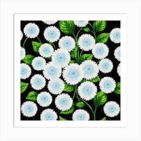 White Chrysanthemums 1 Art Print