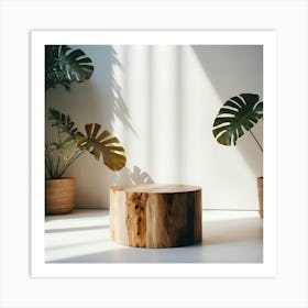 Wood Stump In A Room Art Print