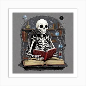 Skeleton Reading Book Art Print