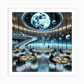 A Futuristic Lunar Themed Restaurant Named Celest 1024x1024 Art Print