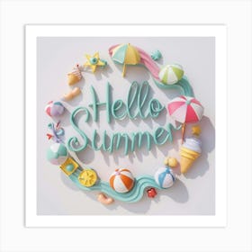 Hello Summer Still Pastel Wall Art Art Print