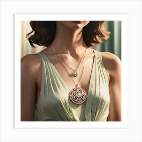 Portrait Of A Woman Wearing A Necklace Art Print