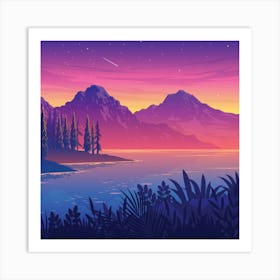 Landscape At Sunset Art Print